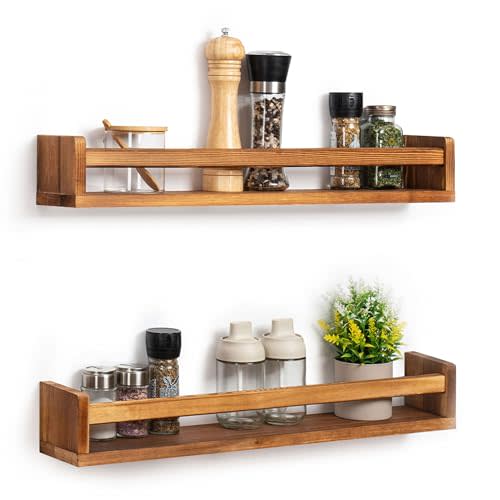 Fun Memories Nursery Book Shelves, 24Inch Floating Shelf for Wall, Wall Bookshelf for Kids Solid Wood Wall Mounted Shelves for Books,Toys and Decor Storage, Set of 2