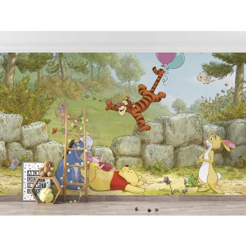 Winnie The Pooh Nursery Wallpaper: Balloon Adventure, Kids Room (Peel and Stick)