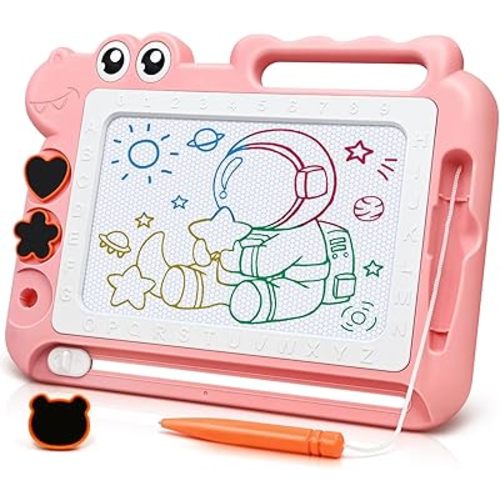 AiTuiTui Magnetic Drawing Board Toddler Toys Gift for 2 3 Year Old Girls Boys, Sketch Writing Doodle Pad Age 2-4 Travel Games, Educational Learning Kids Toys for Toddlers Birthday (Pink)