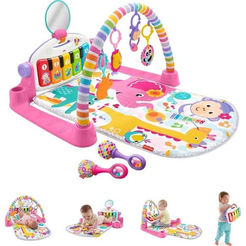 Fisher-Price Baby Playmat Deluxe Kick & Play Piano Gym, Green Musical, Learning with Developmental Activities for Newborns 0+ Months
