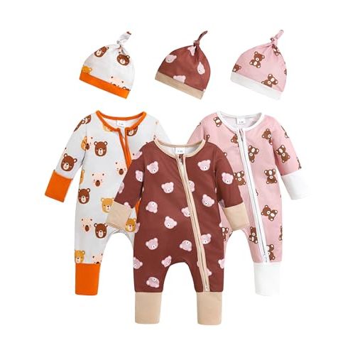 Renotemy Newborn Baby Boy Girl Clothes Unisex Jumpsuits Coming Home Outfit Gifts 2 Way Zipper Romper for Boy Newborn-12M