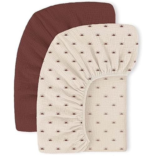 Mi Flor Muslin Crib Sheets – Fitted Crib Sheet 52"x28"x8" – 2 Pack Soft & Breathable Cotton Baby Sheets, Crib Sheets for Boys & Girls, Standard Crib Mattress,CPC Certified