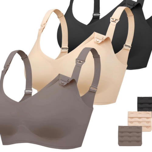 Vinfact 3 Pack Nursing Bras for Breastfeeding Comfort Maternity Bras for Pregnancy Wireless Seamless Breastfeeding Bras