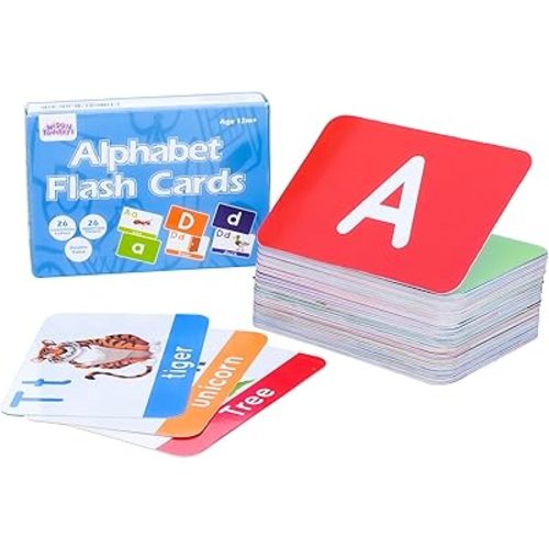 Large Alphabet ABC Flash Cards for Toddlers 2-4 Years - 52 Flashcards - 26 Uppercase & 26 Lowercase Cards with Large Letters - ABC Learning Flashcards with Animal Themes for Age 2-4