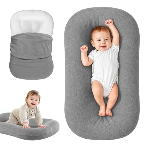 Infant Support Cushion for Newborn, Portable Tummy Time Mat | With Removable Grey Cover, Soft Breathable, Lightweight for Home and Travel, Supervised Use Only, Baby Essentials Gift