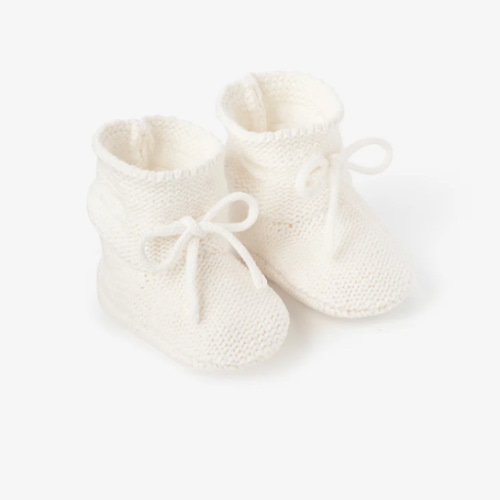 White Garter Knit Baby Booties – Elegant Baby