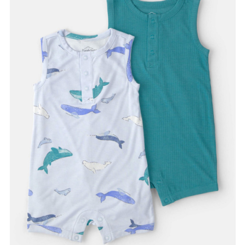 Baby 2-Pack Whale PurelySoft Sleeveless Romper Set - Blue | Carter's