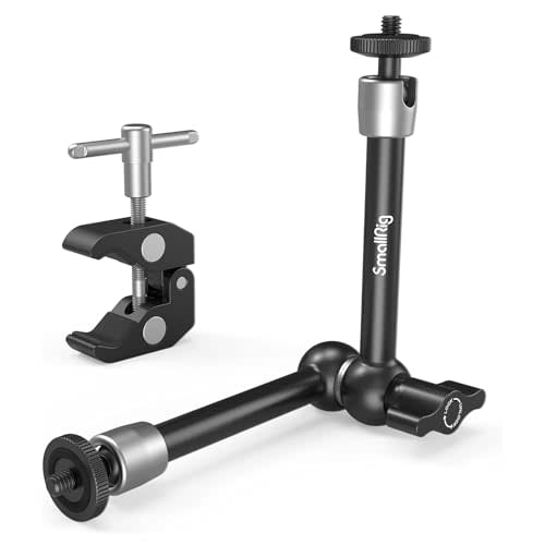 SMALLRIG 9.8 Inches Magic Arm Clamp Kit with 1/4" and 3/8" Threaded Holes | Adjustable Friction Power Articulating Magic Arm with 1/4" Thread Screw, Camera Mount for LCD Monitor/LED Lights - KBUM2732B