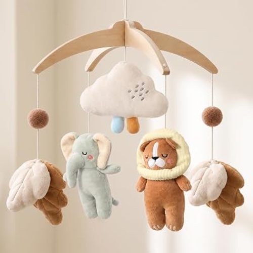 let's make Plush Safari Animal Baby Mobile for Crib, Neutral Nursery Decor