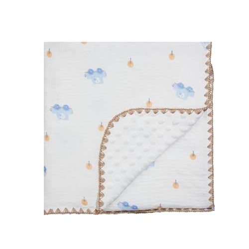Baby Blanket Double Layer Cotton 40 x 40 Soft Receiving Blanket with Pattern Machine Washable Car