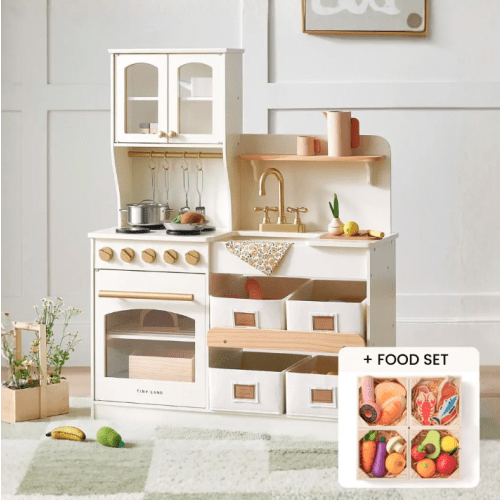 Tiny Land® Wooden Play Kitchen with Storage for Creative Toddlers
