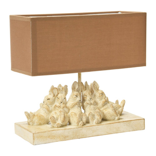 Ekkehard Resin Rabbit Table Lamp with Rectangle Linen Shade | Wayfair