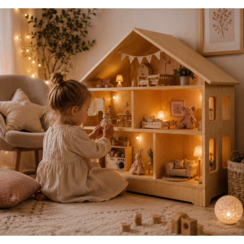 Montessori dollhouse bookshelf