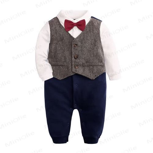 Baby Boy Bow Tie Gentleman Suit Romper (3-6 Month Size)