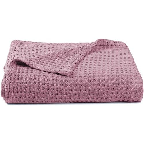 Kloovete 36” X 40” Inches Cooling Baby Waffle Weave Blanket, Ultra-Soft Lightweight Receiving Blanket for Newborn, Breathable Comfortable Baby Swaddle Blanket for Boys and Girls(Mauve)