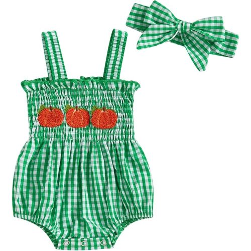 Kuriozud Valentines Day Outfit Baby Girl Bubble Romper Spaghetti Strap Onesie My First/1st Valentines Day Clothes Clothing