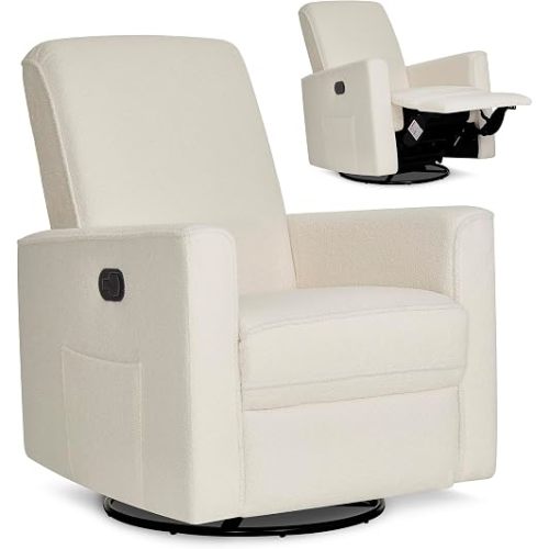 Evolur Raleigh Plus Nursery Glider Recliner, GREENGUARD Gold, Plush Ivory