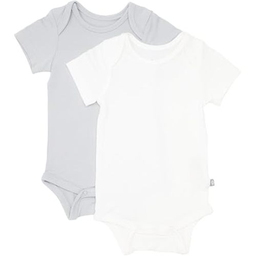 KYTE BABY Unisex Bodysuits, 2-Pack Short Sleeve Baby Bodysuits, 97% Rayon made from Bamboo, 3% Spandex