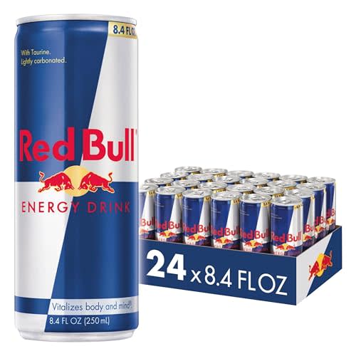 Red Bull Energy Drink | contains caffeine, taurine, B-vitamins, sugar, and water, 8.4 fl oz, pack of 24 cans