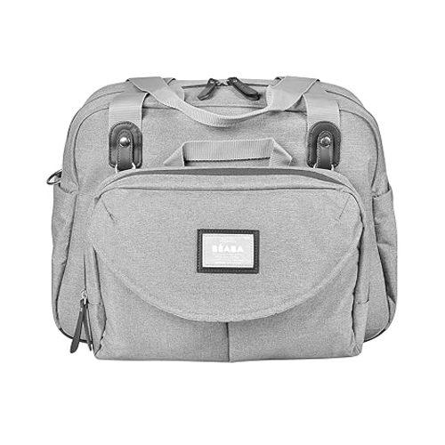 Grey- Beaba Geneva Diaper Bag, Multifunction Baby Diaper Bag, Includes Removable Strap for Stroller, Changing Pad, and Insulated Pouch, (Grey)
