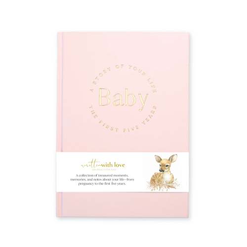 Peony Pink Linen Baby Memory Book