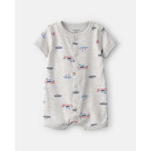 Baby Boy Boat Short-Sleeve Romper - Grey | Carter's