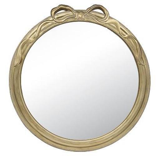 Belle Maison Decorative Gold Bow Round Wall Mirror