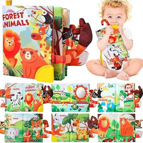 Baby Books 0-6 Months,Crinkle Books for Babies,Infant Tummy Time Toy High Contrast Sensory Book for Babies,Touch Feel Book for Newborn 0-6-6-12 Months Early Learning Toy