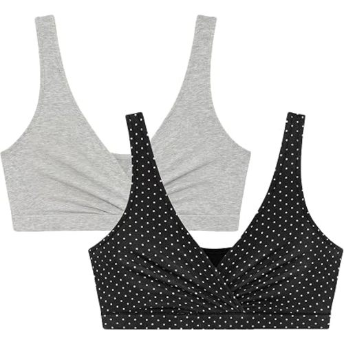 Motherhood Maternity Women's Soft Cotton Spandex Wrap Front Maternity & Nursing Sleep Bralette Bra S-3x