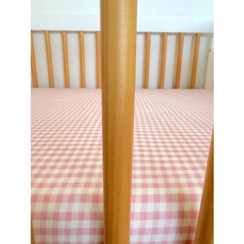 Stretch Crib Sheet, Pink Gingham