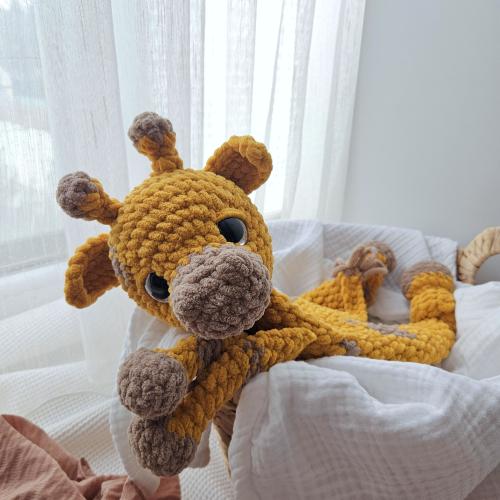 Giraffe Snuggler: Safari Nursery Toy, Crochet Security Blanket, Newborn Gift, Giraffe Lovey