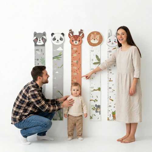 Personalized Baby Growth Ruler Chart Animals style - Nursery Wall Decor 2nd Birthday Gift for Boy or Girl Kids Gift