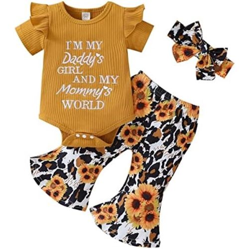 i-Auto Time 4Pcs Newborn Baby Girl Clothes Mama's Mini Romper+Deer Pants+Hat+Headband Christmas Outfits Set