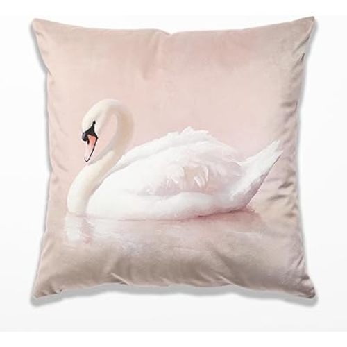 Pastel Pink Swan Pillow Covers 18x18, Pink Room Decor for Girls, Pastel Farm Animal Decorative Pillow Covers for Nursery Girls Room Home Bedroom Living Room,A245