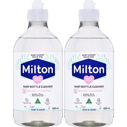 Milton Baby Bottle Cleaner ; Removes Milk Residue ; 100 Percentage Plant-based ; Australian Made ; 500ml (Pack of 2)