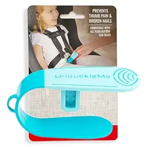 UnbuckleMe Car Seat Buckle Release Tool - Easy Opener Aid for Arthritis, Long Nails, Older Kids - Button Pusher for Infant, Toddler, Convertible 5 pt Harness car Seats - As Seen on Shark Tank (Aqua)