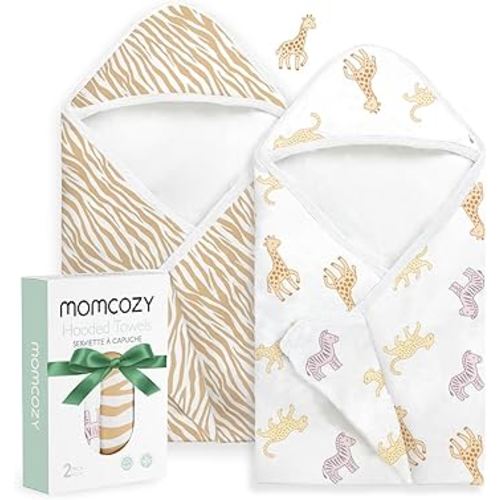 Momcozy Baby Towel with Hooded - Ultra Soft & Absorbent Large Bath Towel Set for Comfort & Gentle on Baby's Skin - Shower Gift & Bath Essential & Baby Registry Search for Newborn,Infant,Toddler,Kids