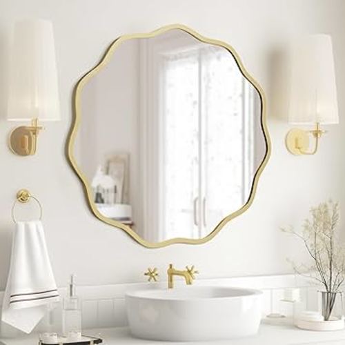 Round Wavy Mirror for Wall Decorative 24 inch