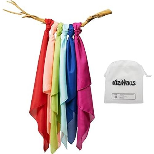 Play Scarves Set of 6 with a Storage Bag - for Kids 35" Polyester Silks Dance Children Pretend