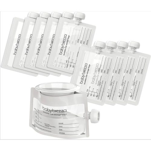 Baby Brezza Reusable Breastmilk Storage Bags, 10 Pack, Includes Filling Funnel