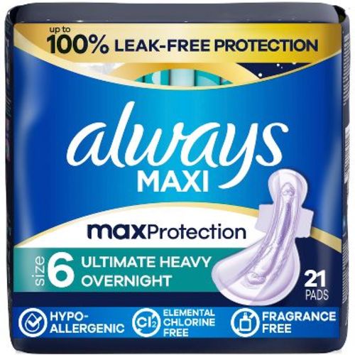 Always Maxi Protection Overnight Heavy Extra Long Menstrual Pads - 21ct