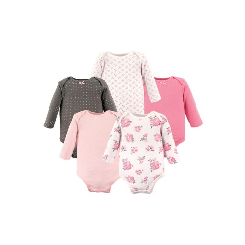 Everyday Long-Sleeve Cotton Bodysuits Bundle of 5