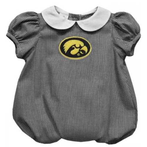Baby Iowa Hawkeyes Gingham Collar Short Sleeve One Piece