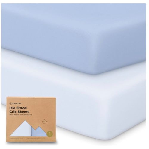 KeaBabies 2-Pack Baby Crib Sheets for Boys, Girls - 52x28 Viscose Derived from Bamboo Toddler Bed Sheets Neutral, Fitted Crib Mattress Cover for Standard Baby Bedding, Soft & Cozy (Blue Flax)