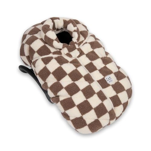 7AM Enfant Car Seat Covers - Cocoon Baby Cover for Boys & Girls, Rain & Snow Repellent, Breathable Windproof, Center Zipper, Universal Fit for Infant Car Seat (0-12M) (Print Checkers Tan)