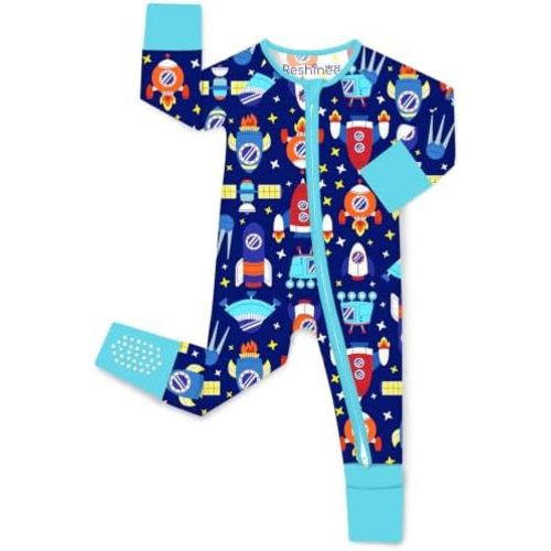 babee Reshinee Bamboo Viscose Baby Convertible Footie Pajama, Zipper Pajamas for Baby Boys & Girls, Sleep & Play Footed