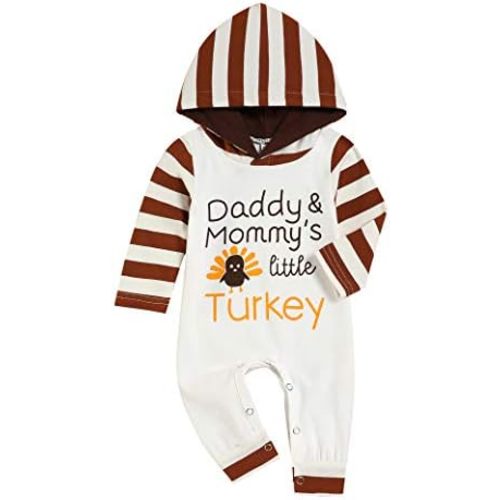 TUEMOS Thanksgiving Baby Boy Outfit Everyone Thankful for Me Romper Stripe Hoodie Jumpsuit Newborn Thanksgiving Outfit Boy