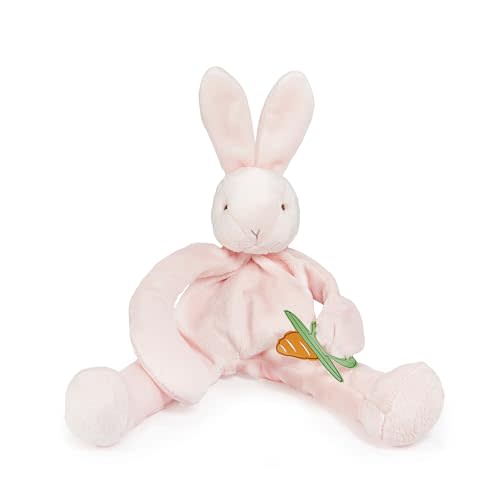 Bunnies By The Bay "Blossom" Bunny Silly Buddy - Animal Pacifier Holder Plush Toy with Velcro Loop Attachment - 10" (25cm) Size