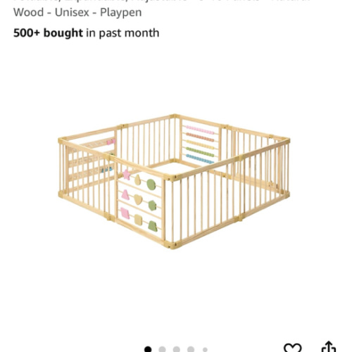 Wooden Playpen Extra Large for Toddlers and Babies - Foldable, Expandable, Adjustable - 8-10 Panels - Natural Wood - Unisex - Playpen