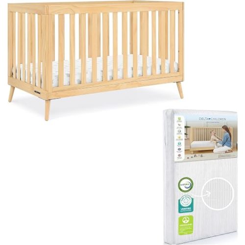Delta Children Essex 4-in-1 Baby Crib & Mattress, Natural